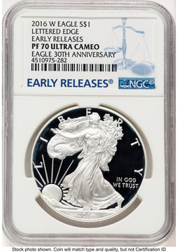 2016-W Proof Silver Eagle 1 oz ER Blue NGC PF70