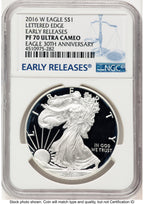 2016-W Proof Silver Eagle 1 oz ER Blue NGC PF70