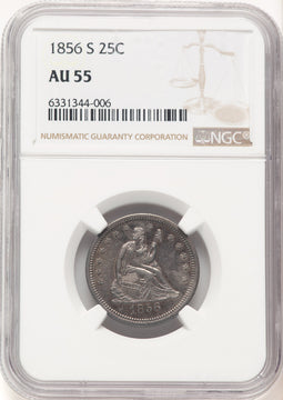 1856-S 25C Seated Quarter NGC AU55