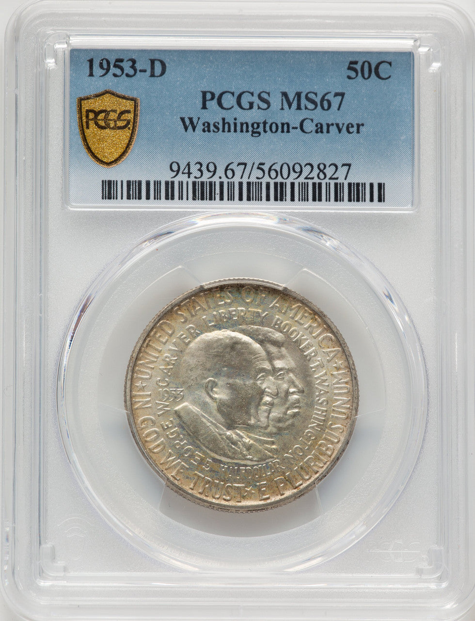 1953-D 50C Washington-Carver Commemorative Silver PCGS MS67