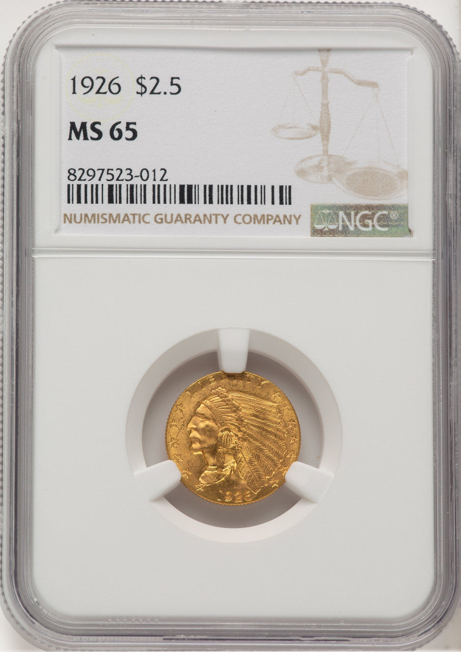 1926 $2.50 Indian Quarter Eagle NGC MS65 (778185021)