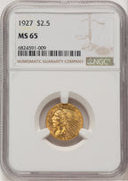 1927 $2.50 Indian Quarter Eagle NGC MS65 (778185022)