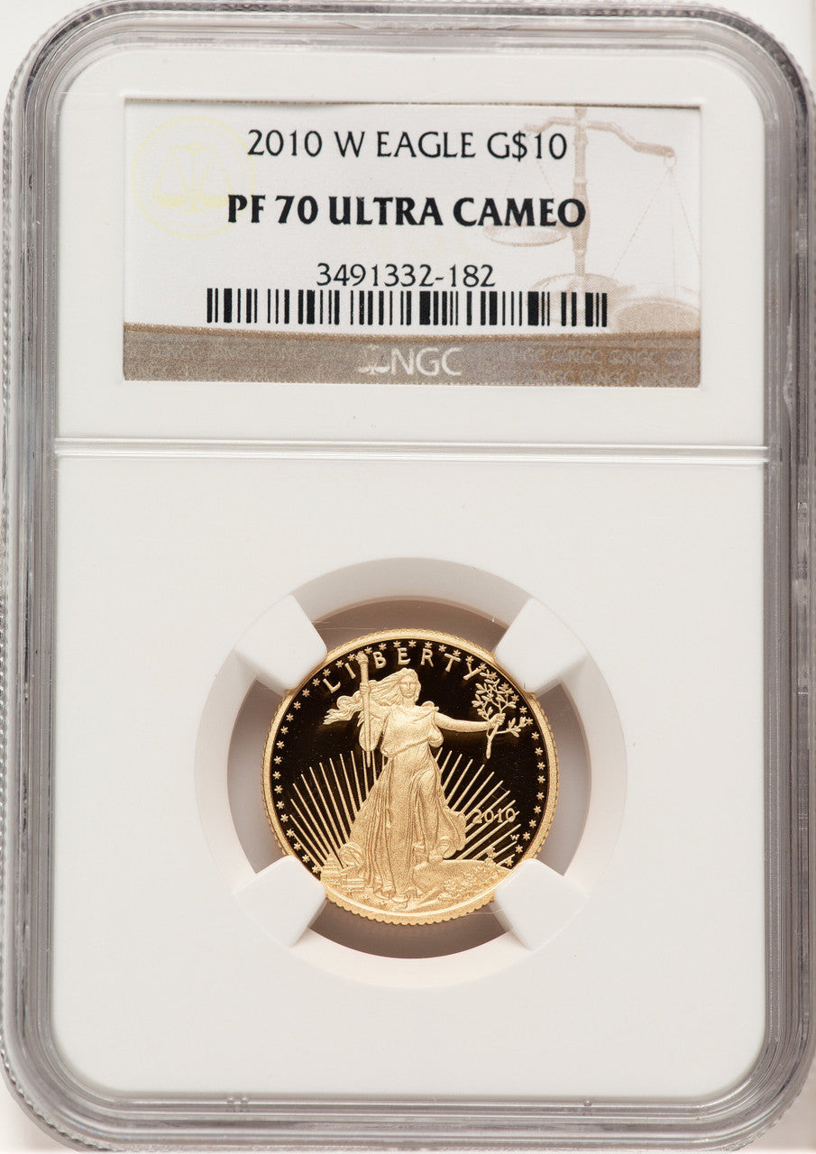 2010-W Proof Gold Eagle 1/4 oz Brown Label NGC PF70