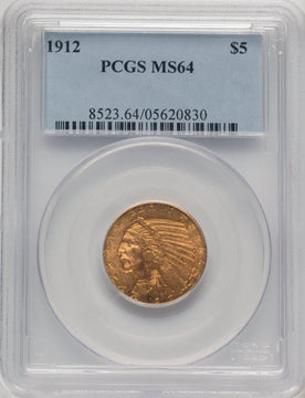 1912 $5 Indian Half Eagle PCGS MS64 (778223104)