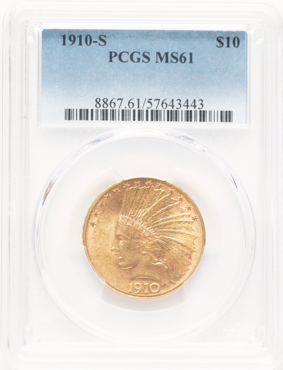 1910-S $10 Indian Eagle PCGS MS61 (778246008)