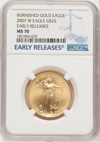 2007-W Burnished Gold Eagle 1/2 oz ER Blue NGC MS70