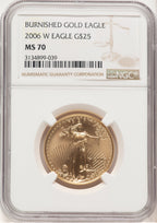 2006-W Burnished Gold Eagle 1/2 oz Brown Label NGC MS70