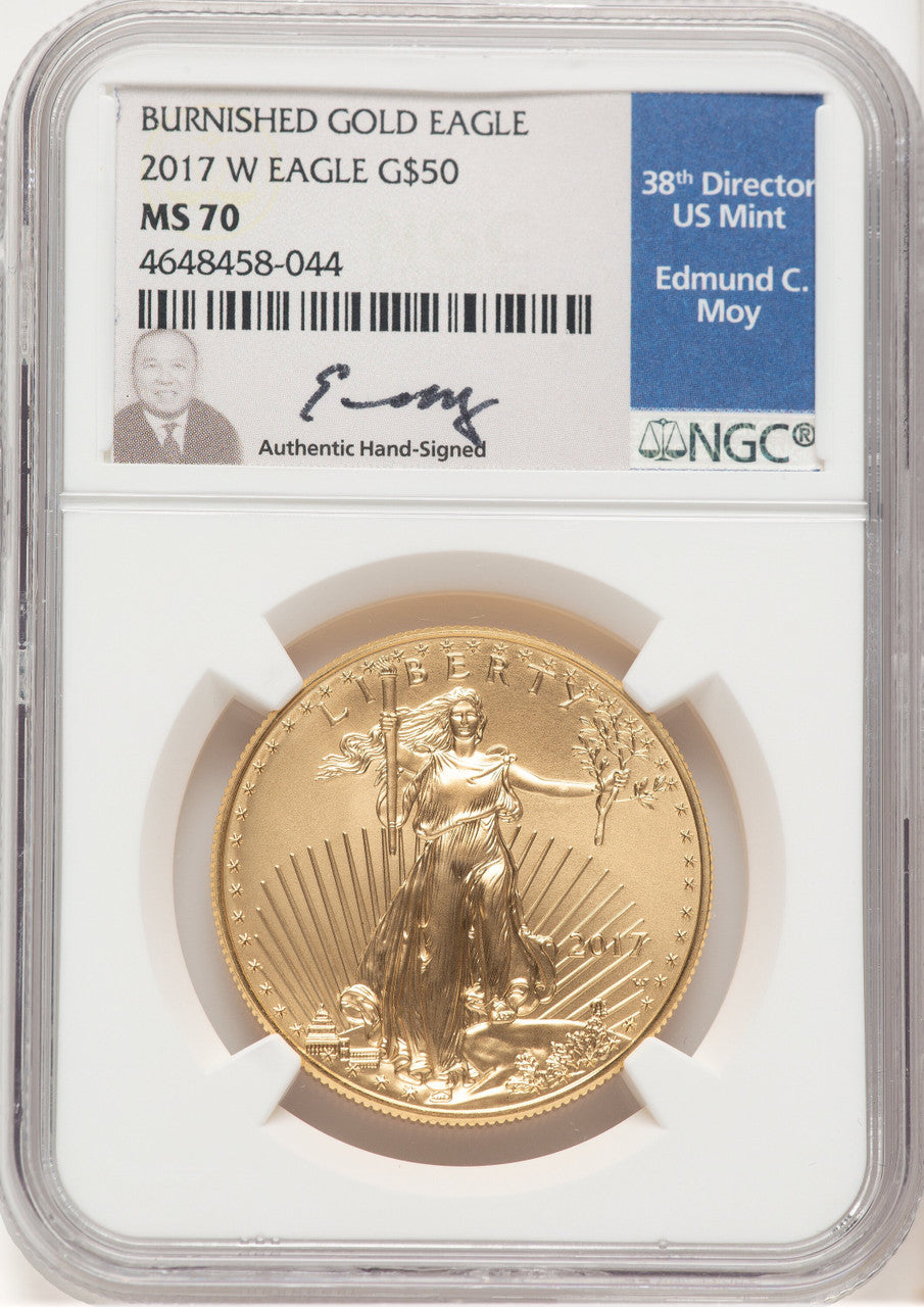 2017-W Burnished Gold Eagle 1 oz NGC MS70 Ed Moy