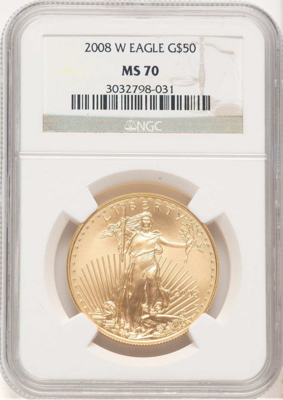 2008-W Burnished Gold Eagle 1 oz Brown Label NGC MS70