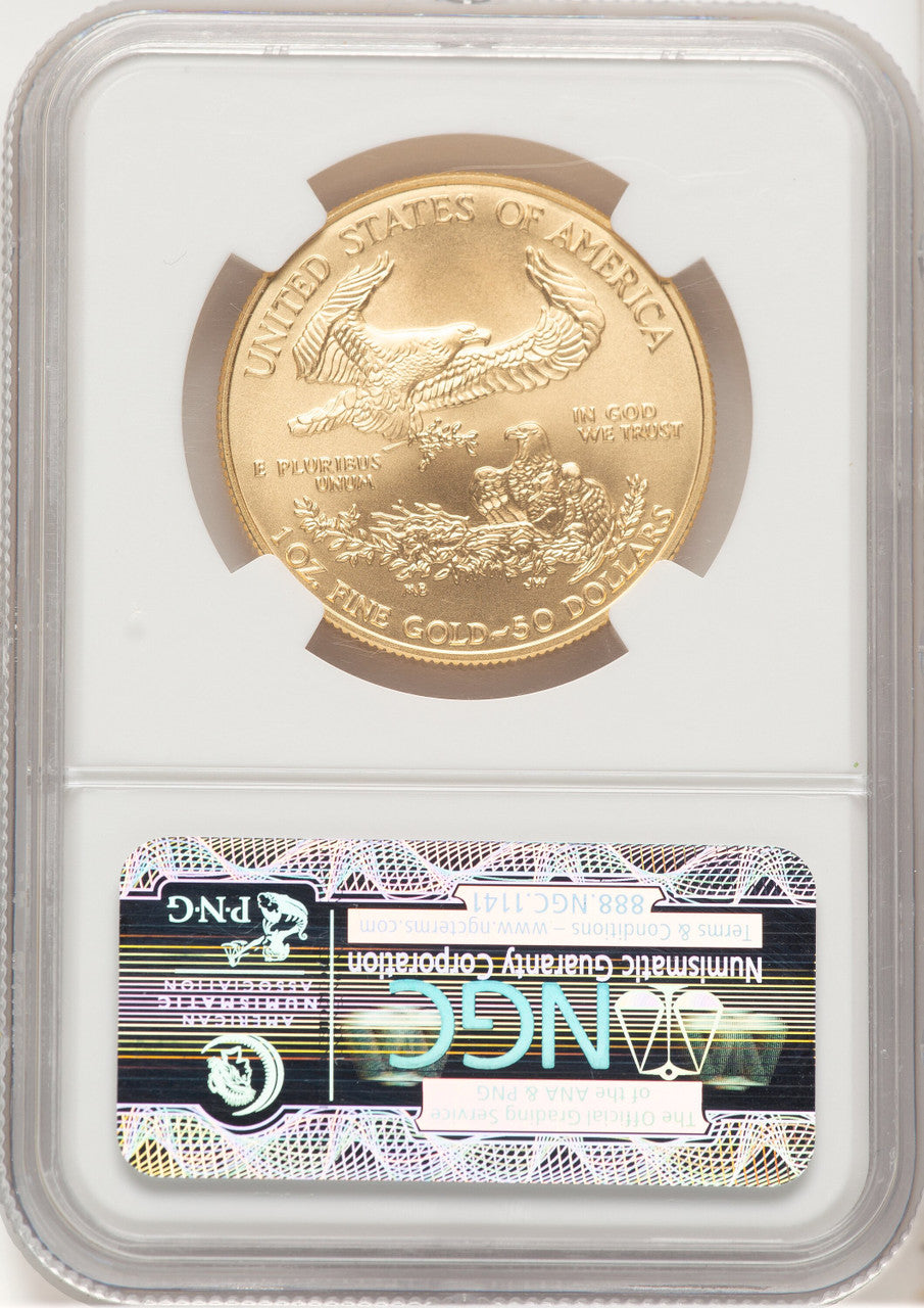 2008-W Burnished Gold Eagle 1 oz Brown Label NGC MS70