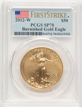 2012-W Burnished Gold Eagle 1 oz FS Flag PCGS MS70
