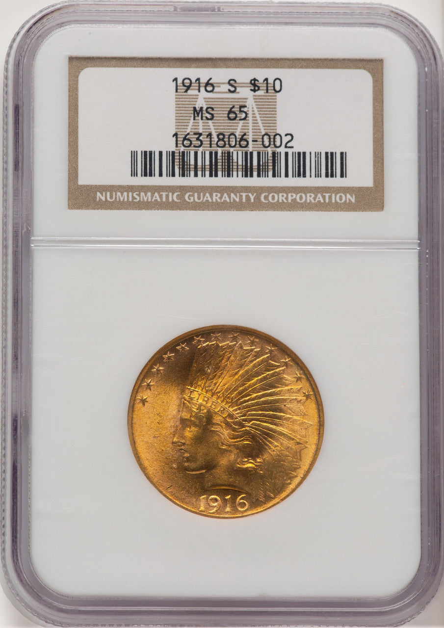 1916-S $10 Indian Eagle NGC MS65 (778254001)
