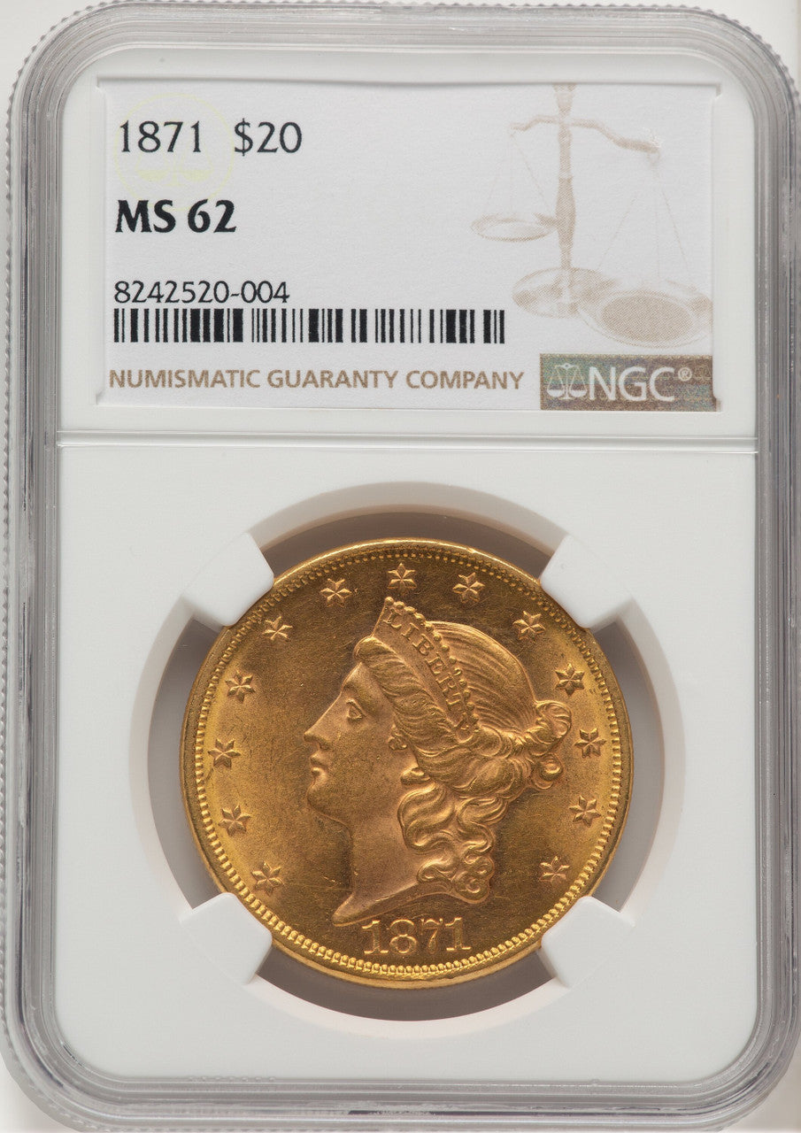 1871 $20 Liberty Double Eagle NGC MS62 (778254002)