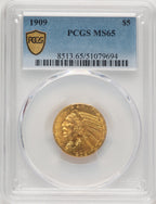 1909 $5 Indian Half Eagle PCGS MS65 (778254006)