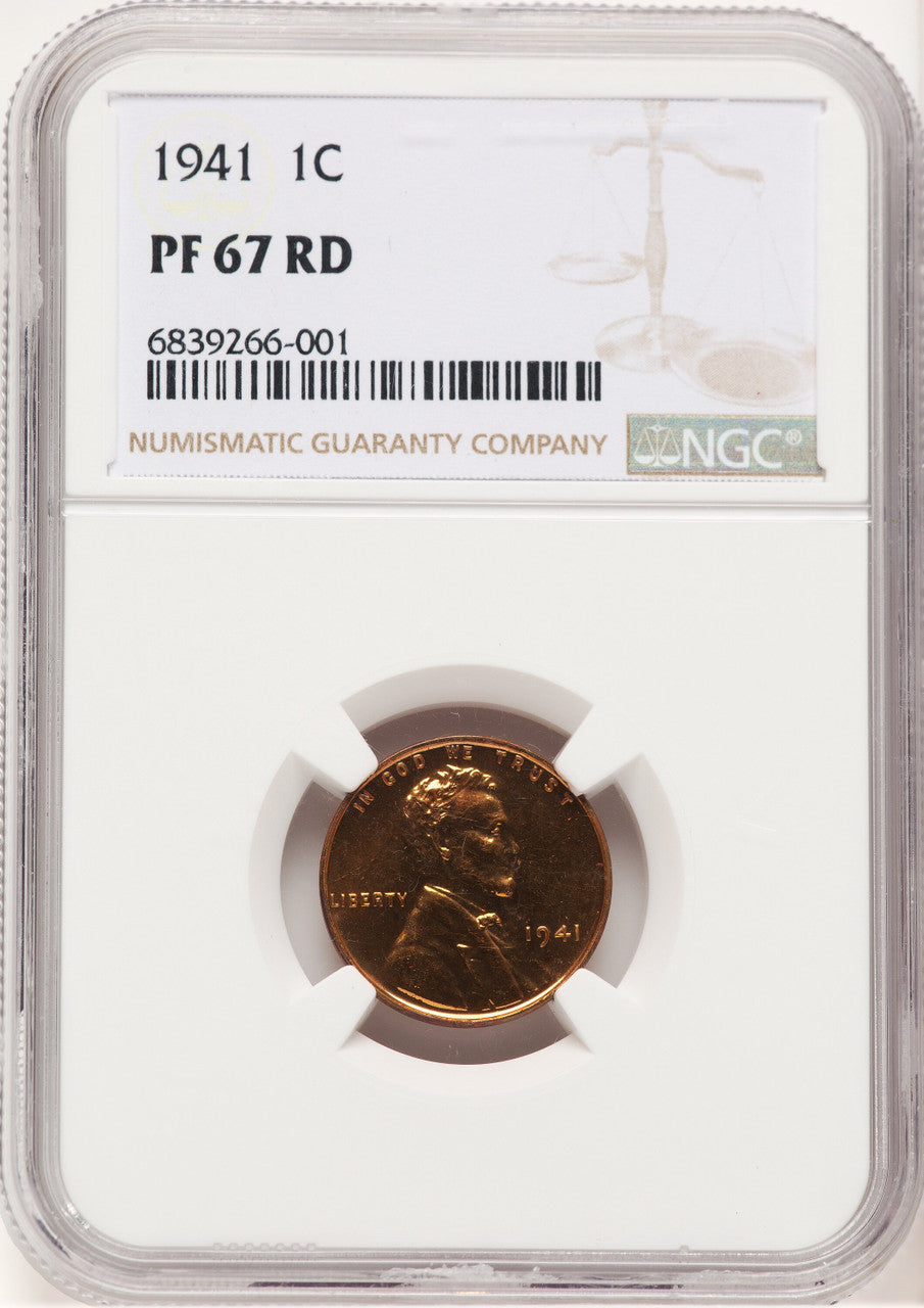 1941 1C RD Proof Lincoln Cent NGC PR67 (778254013)