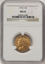 1912 $5 Indian Half Eagle NGC MS63 (778254015)