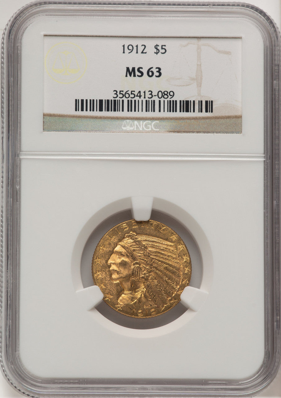 1912 $5 Indian Half Eagle NGC MS63 (778254015)