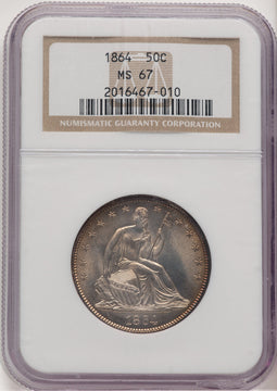 1864 50C Seated Half Dollar NGC MS67