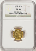 1832 $2.50 BD-1 Early Quarter Eagle NGC AU58