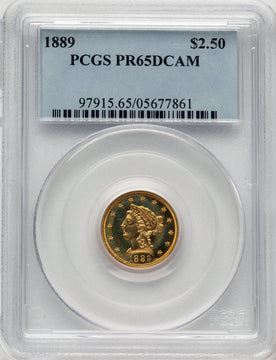 1889 $2.50 Proof Liberty Quarter Eagle PCGS PR65