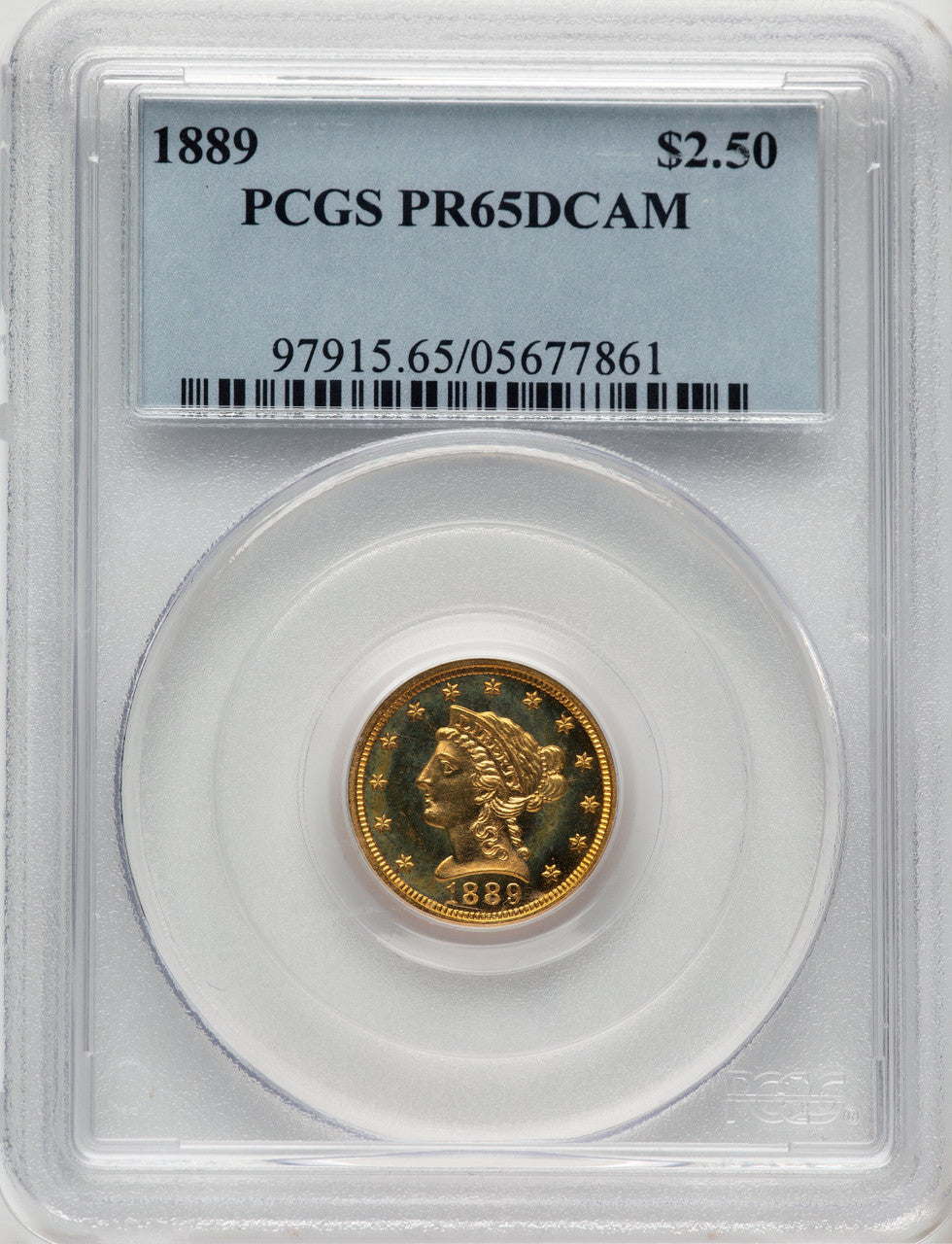 1889 $2.50 Proof Liberty Quarter Eagle PCGS PR65
