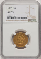 1865 $5 Liberty Half Eagle NGC AU55