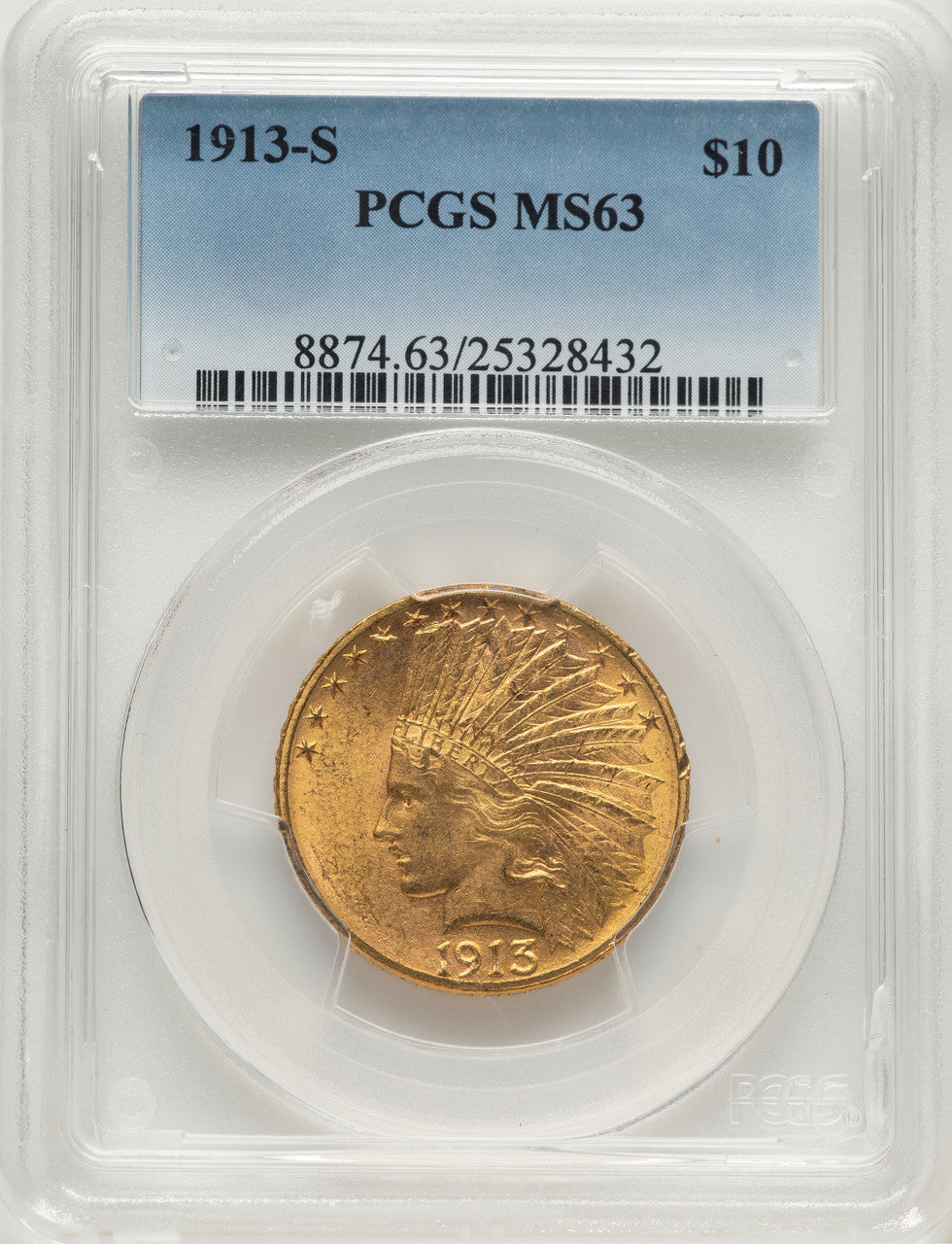 1913-S $10 Indian Eagle PCGS MS63