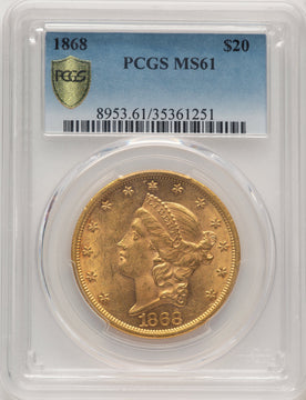 1868 $20 Liberty Double Eagle PCGS MS61