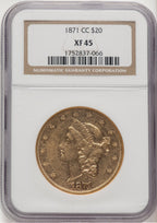 1871-CC $20 Liberty Double Eagle NGC XF45