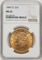 1884-CC $20 Liberty Double Eagle NGC MS62 (778256021)