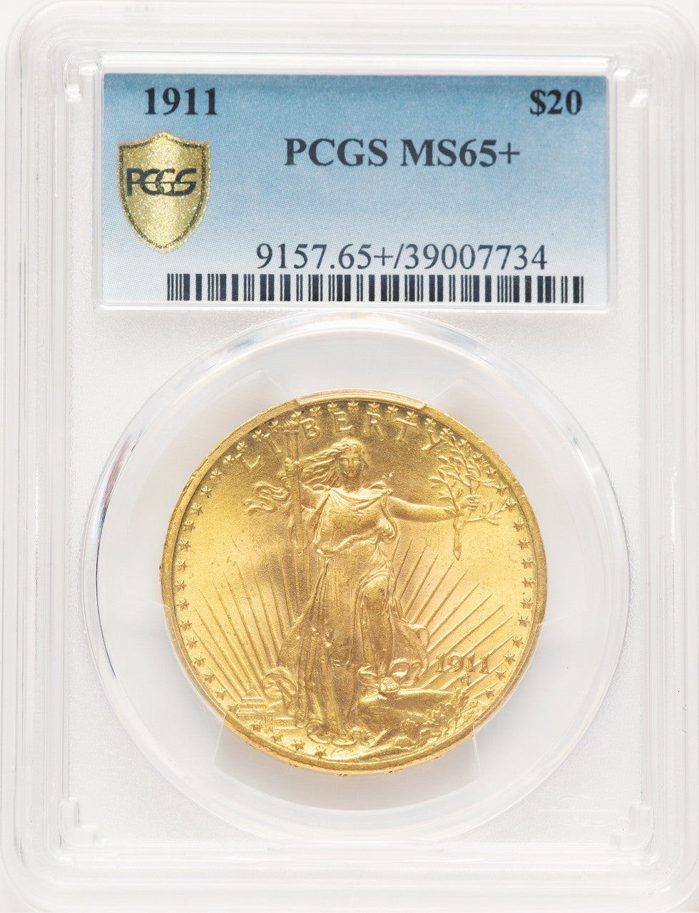 1911 $20 Saint-Gaudens Double Eagle PCGS MS65+