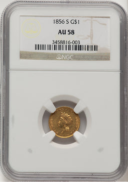 1856-S G$1 Type 2 Gold Dollar NGC AU58 (778256033)