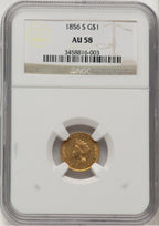 1856-S G$1 Type 2 Gold Dollar NGC AU58 (778256033)