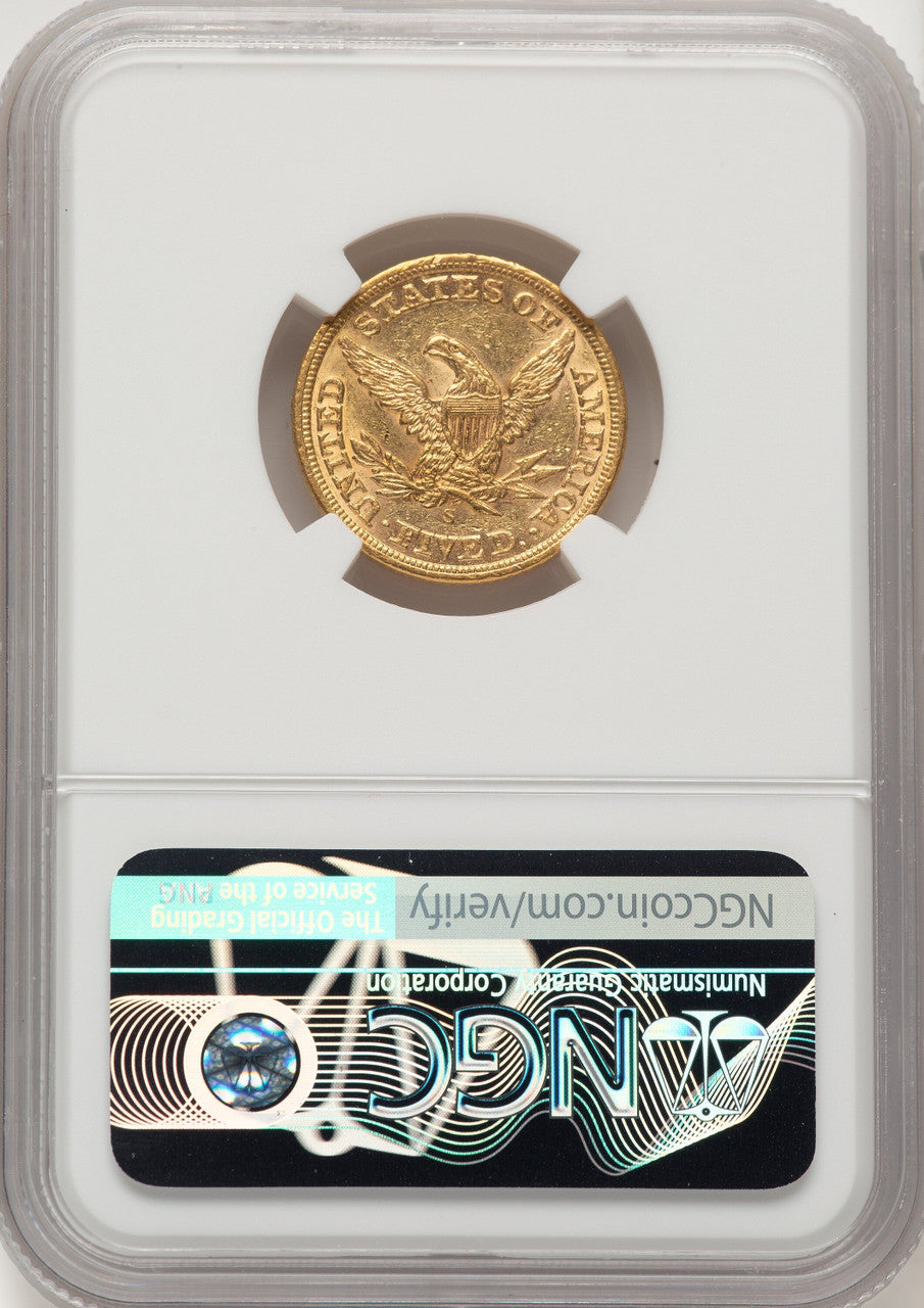 1858-S $5 Liberty Half Eagle NGC AU58