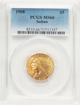 1908 $5 Indian Indian Half Eagle PCGS MS66 (778256043)