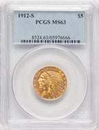 1912-S $5 Indian Half Eagle PCGS MS63