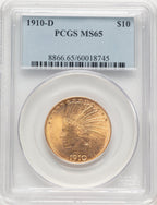 1910-D $10 Indian Eagle PCGS MS65 (778256049)