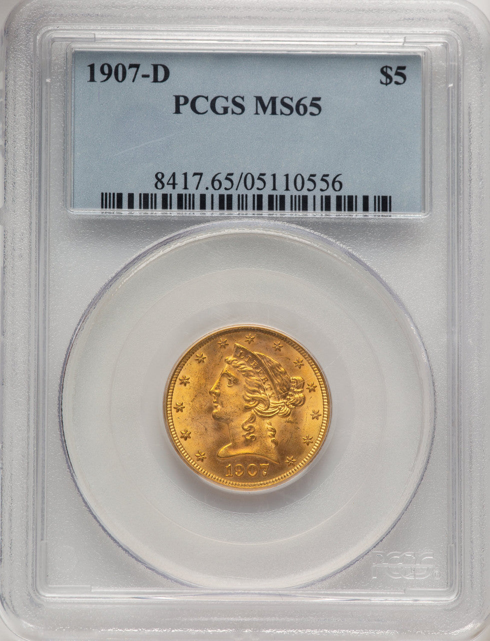 1907-D $5 Liberty Half Eagle PCGS MS65