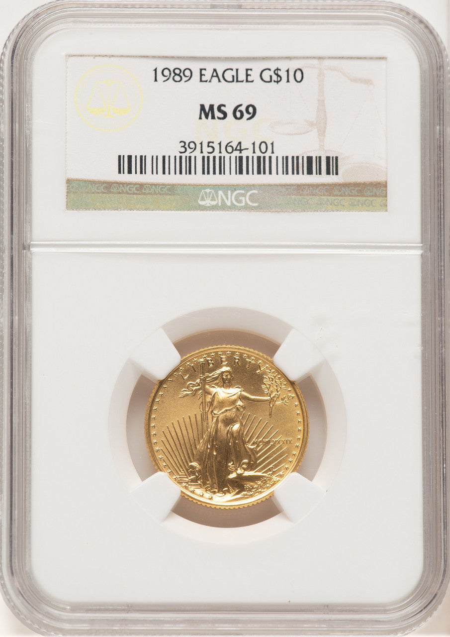 1989 Gold Eagle 1/4 oz Brown Label NGC MS69