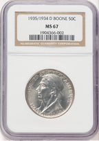 1935/34-D 50C Boone Commemorative Silver NGC MS67 (778276006)