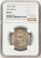 1935-S 50C San Diego Commemorative Silver NGC MS67 (778276019)