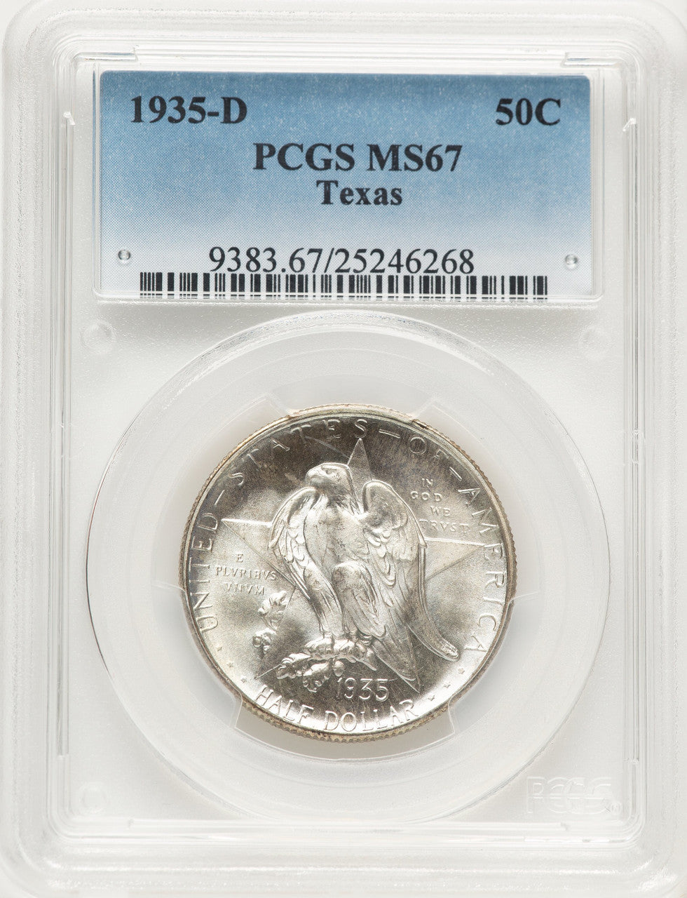 1935-D 50C Texas Commemorative Silver PCGS MS67