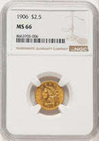 1906 $2.50 Liberty Quarter Eagle NGC MS66 (778282008)