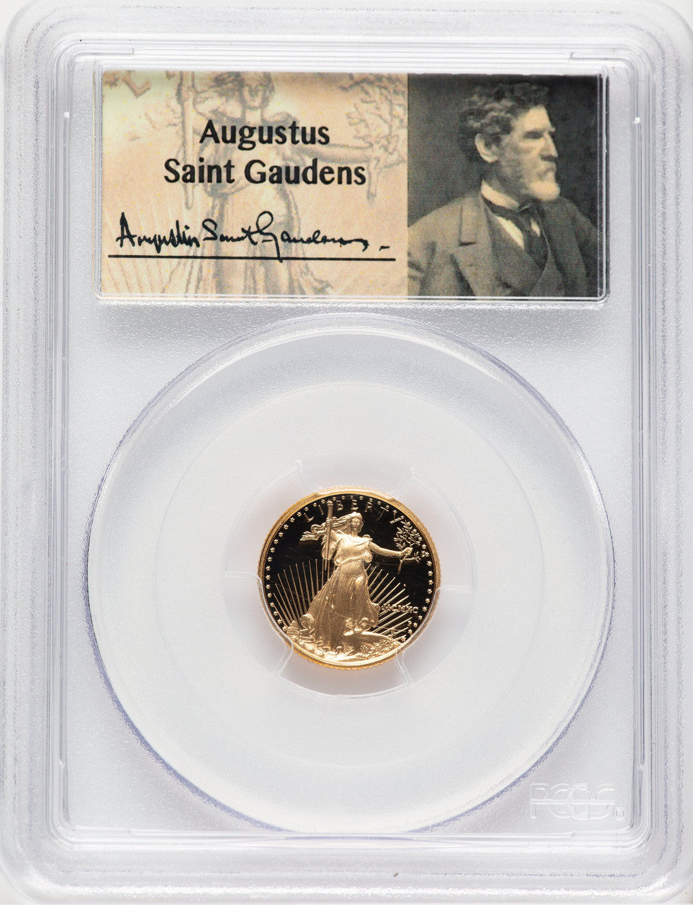 1990-P Proof Gold Eagle 1/10 oz Saint Gaudens Label PCGS PR70