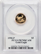 1990-P Proof Gold Eagle 1/10 oz Saint Gaudens Label PCGS PR70