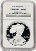 2018-W Proof Silver Eagle 1 oz Brown Label NGC PF70