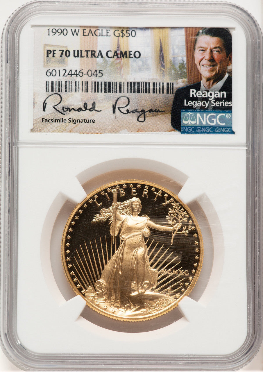 1990-W Proof Gold Eagle 1 oz Reagan Legacy Series NGC PF70
