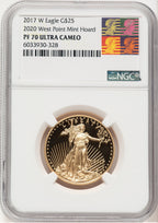 2017-W Proof Gold Eagle 1/2 oz 2020 West Point Mint Hoard Reagan Bust Art NGC PF70