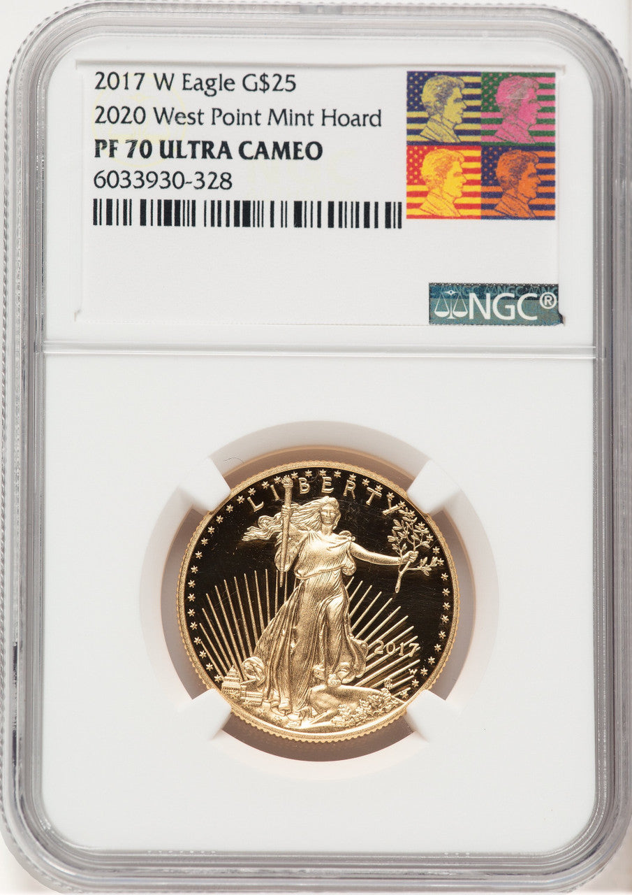 2017-W Proof Gold Eagle 1/2 oz 2020 West Point Mint Hoard Reagan Bust Art NGC PF70