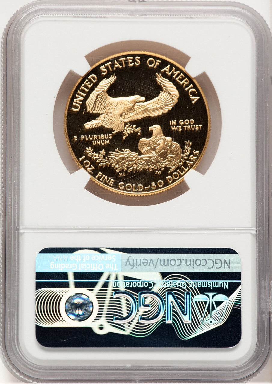 1989-W Proof Gold Eagle 1 oz NGC PF70 Ed Moy